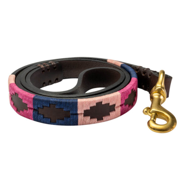 Pink Polo Dog Lead – Camilla 2cm Brass