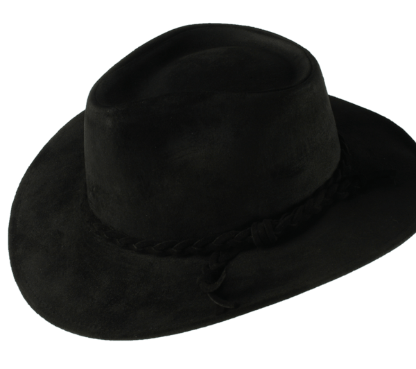 Fedora - Black Suede Leather