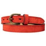 Plain red Carpincho belt handmade in Argentina by Estribos
