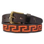 Orange Polo Belt - Greek Key Pattern - Gaucho Belt