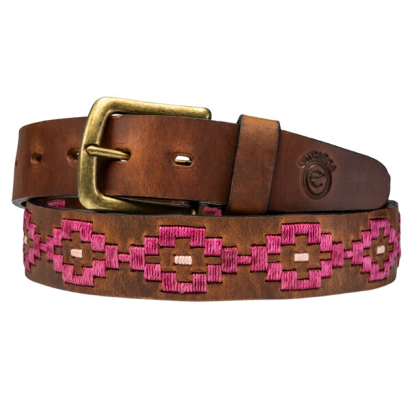 Pampa polo belt in pink handmade in Argentina by Estribos