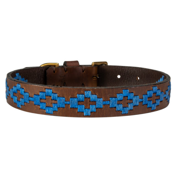 Pampa blue polo dog collar handmade in Argentina by Estribos