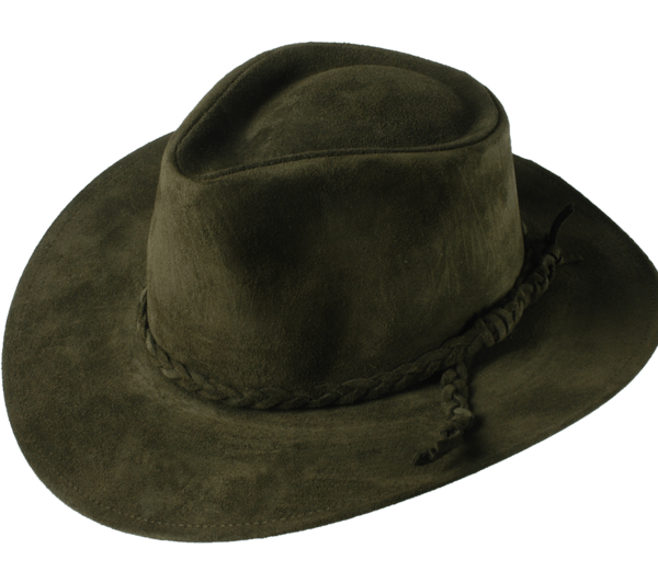Fedora - Green Suede Leather