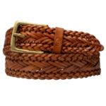 Plaited Leather Belt - Trenzado - 38m Uniex Belt - Argentinian Tan Brown